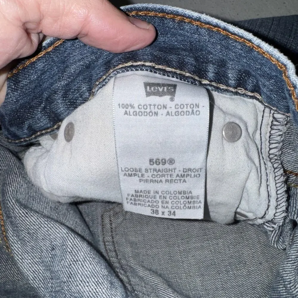 vintage Levi's 569 Loose Straight Jean's Men's 38x34 Pants Blue Denim Baggy